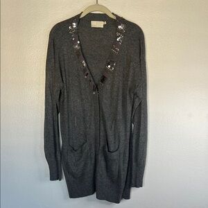 NWOT Lush Gray Embellished Women's Sweater sz L